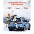 thumbnail image 2 of KFFKFF Hitch Mounted Ski & Snowboard Rack, Fits 2-Inch Receiver, Carries up to 6 Pairs of Skis or 4 Snowboards, Hitch-Mounted Rack for Car with Key Lock, Security Strap, 2 of 9