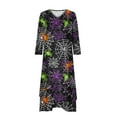 thumbnail image 4 of Halloween Dresses for Women Plus Size Casual Print Loose Hem Irregular V Neck Dress, 4 of 5