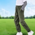 thumbnail image 4 of Riecok Cargo Pants for Boys Elastic Waist Casual Jogging Trousers Bottom with Pockets Solid Color Pull on Pants Army Green 13 Years, 4 of 4