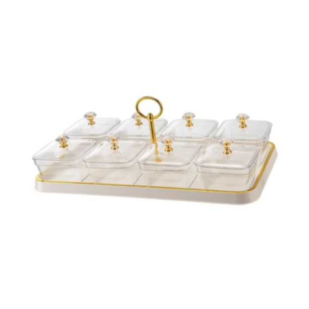 Bandeja para servir dividida, bandeja para aperitivos de frutas, bandeja decorativa portátil multifunción para frutas secas. 8 compartimentos