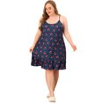 thumbnail image 3 of GRACE & GRANDEUR Robe de Nuit Pyjama pour Femme Grande Taille, Fruit, Bleu Marine 1X, 3 of 6
