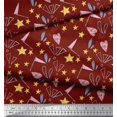 thumbnail image 3 of Soimoi Red Silk Fabric Flag & Heart Star Print Sewing Fabric Yard 42 Inch Wide, 3 of 3