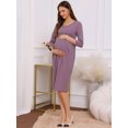 thumbnail image 6 of DARING DIVA Women's A-line 3/4 Sleeves Front Pleated Maternity Dresses S Mauve, 6 of 8