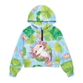 thumbnail image 4 of Xoenoiee Axolotl Flower Leaves Print Girls Half Zip Hoodie Kids Fashion Oversized Sweatshirt Jacket Lightweight Crop Top with Front Pocket, 5-6 Years, 4 of 7