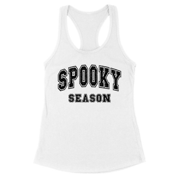 Collegiate Spooky Season Tank Top Fitted Racerback Women's Large White