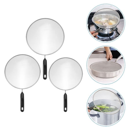 HEMOTON HOMEMAXS 3pcs Fine Mesh Grease Oil Splatter Guard with Handle Stainless Steel Screen Guard