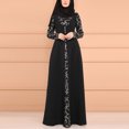 thumbnail image 4 of Dresses For Women 2024 Women Muslim Dress Kaftan Arab Jilbab Abaya Islamic Lace Stitching Maxi Dress Black, 4 of 8