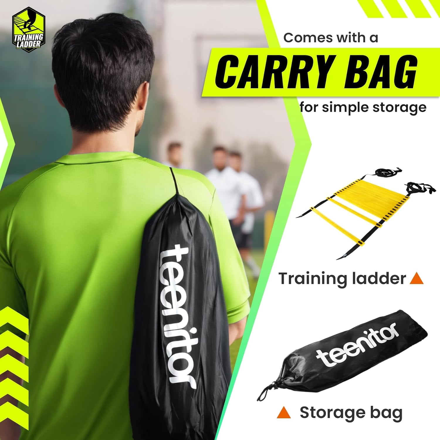 Agility Ladder Speed Ladder Training Ladder for Soccer, Speed, Football Fitness Feet Training Carry Bag Agility Training Equipment 13 rungs, 23 feet ‎Yellow,23 ft