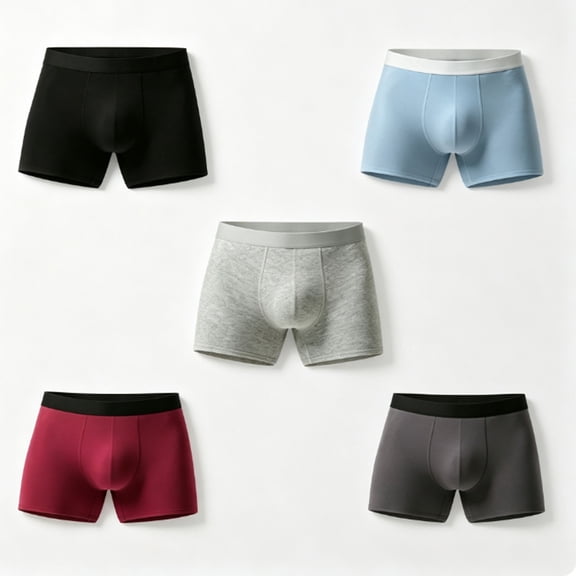 5-piece men's reusable cotton incontinence underwear, cotton leak proof underwear, washable high flow bladder leak proof underwear