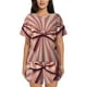 thumbnail image 1 of Fotbe Retro Bow Conjunto de Pijama Estampado para Mujer, 2 Piezas, Ropa de Dormir con Camiseta de Manga Corta y Shorts Suaves-Small, 1 of 6