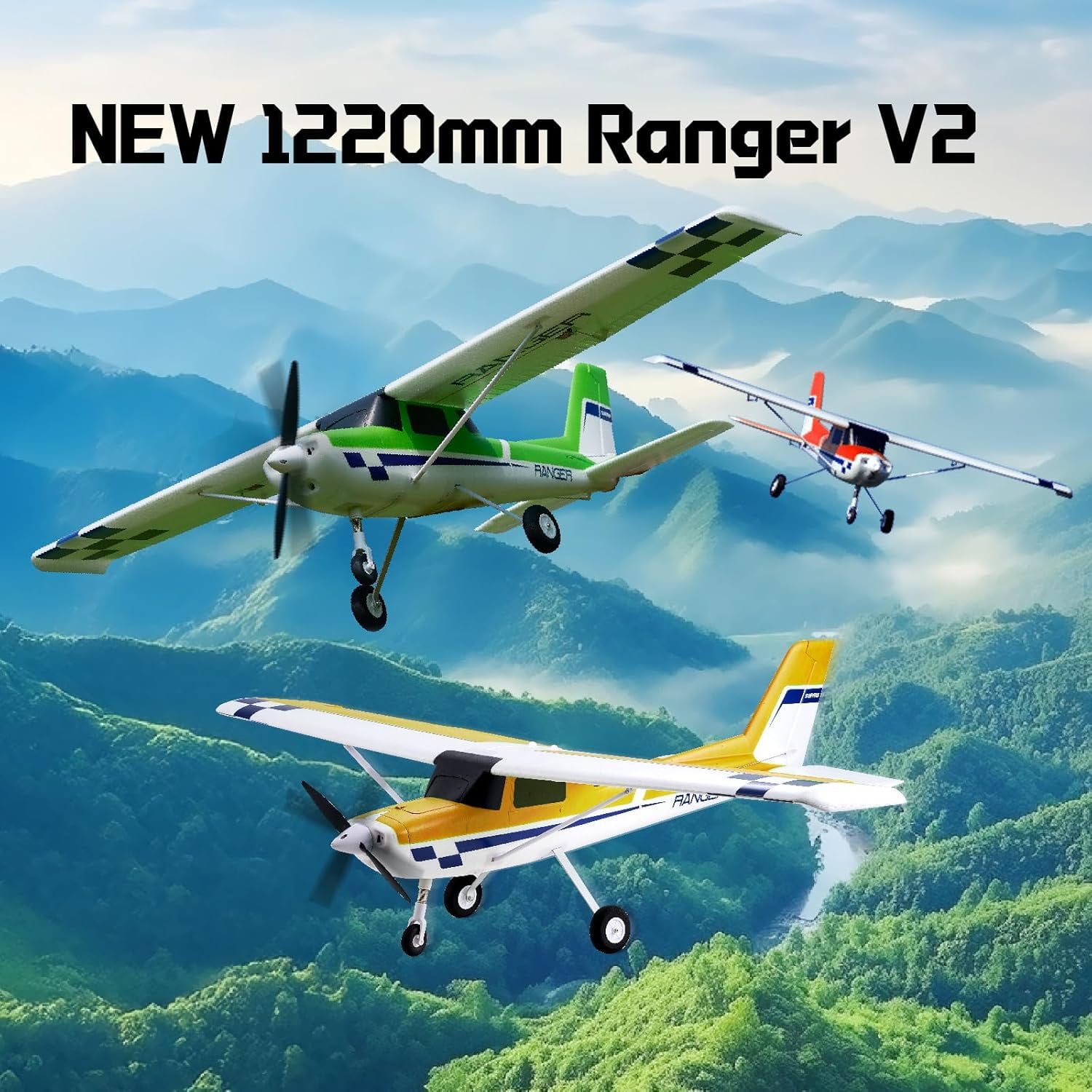Fms Rc Planes for Adults Beginners 1220mm Ranger Remote Control Airplane with Reflex Yellow Hobby Rc Airplanes PNP (No Transmitter Battery,Charger)