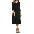 thumbnail image 5 of Gustave Round Neck 3/4 Sleeve Dress for Women Casual T-Shirt Dresses A-line Swing Midi Dress Loose Long Flowy Dresses Plus Size for Wedding Formal Party Work "Black, L", 5 of 7