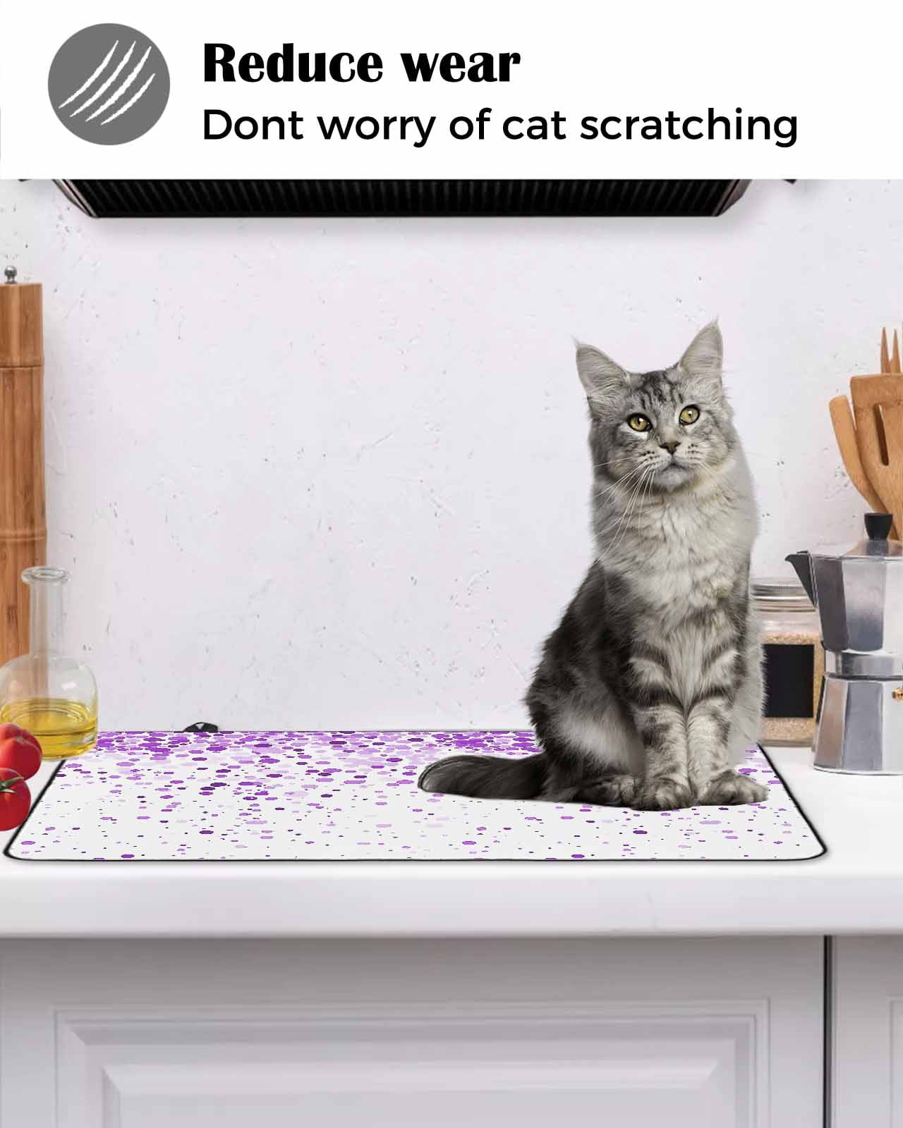 nqOlkjepod Large Induction Cooktop Protector Mat 24"x21", Purple Polka Dot Stove Top Covers for Electric Stove, Abstract Modern Art Dots Watercolor Stove Burner Cover Mats, Glass Top Stove Cover