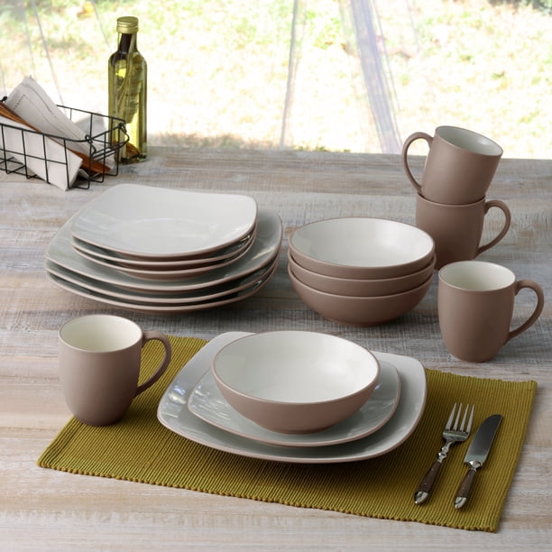 Noritake Colorwave Clay 16-Piece Square Dinnerware Set, Service