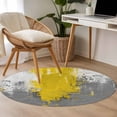 thumbnail image 5 of Abstract Art Round Area Rugs 3 ft, Yellow Grey Wall Mottled Texture Minimalist Modern Washable Small Area Rug with Non-Slip Sturdy Edge Binding Round Front Door Mat Floor Carpet for Entryway, 5 of 9