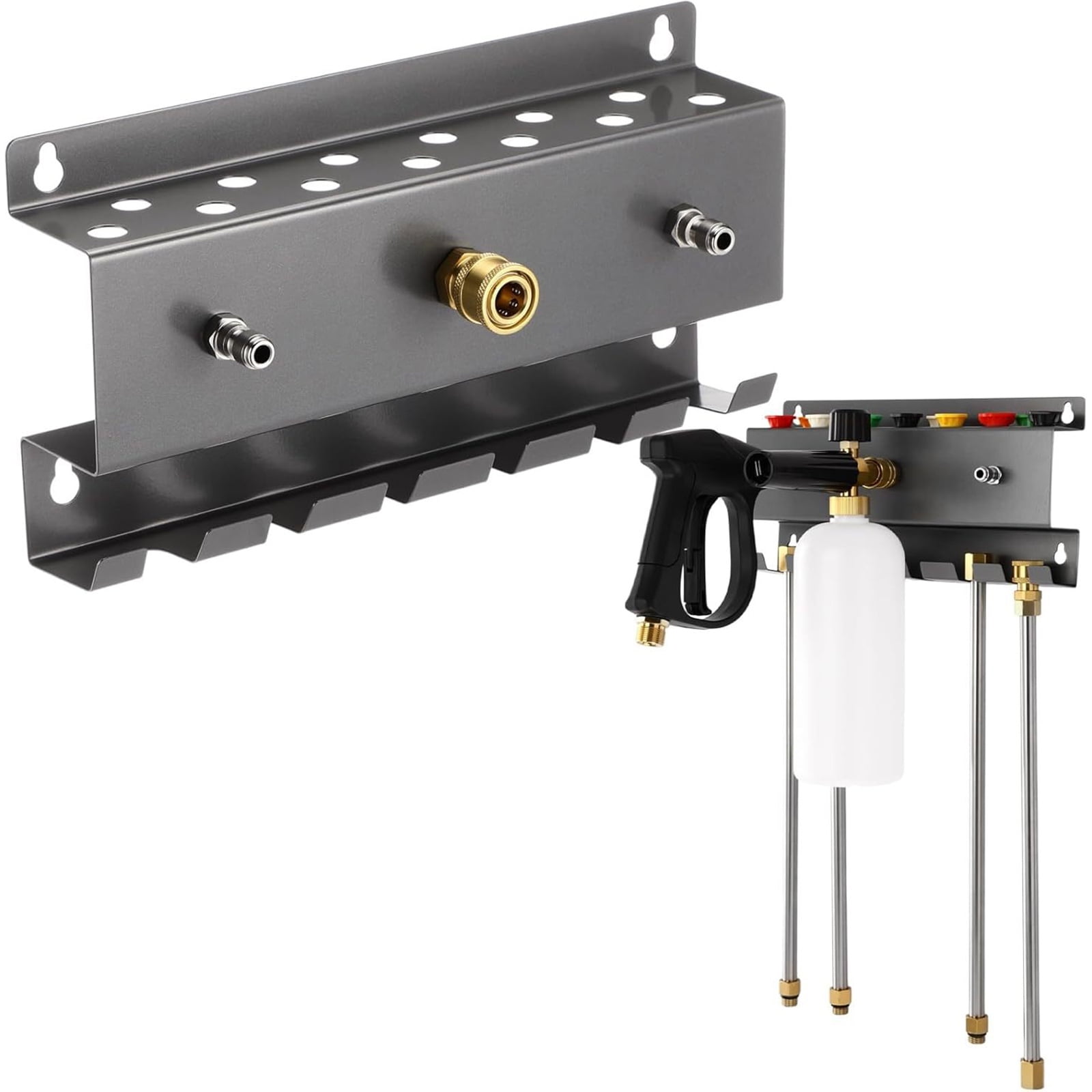 Stainless Steel Wall Mounted Pressure Washer Guns Rack Storage Organiser for Nozzles Foam Cannons Accessories