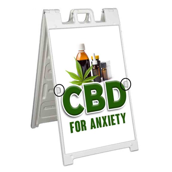 CBD Oil For Anxiety (24" X 36") Deluxe A-Frame Signicade, Includes 2 Removable Panels & Stand