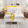 thumbnail image 1 of Greenstell Twin LED Bed Frame with Headboard Storage - Charging Station,Off White, 1 of 9
