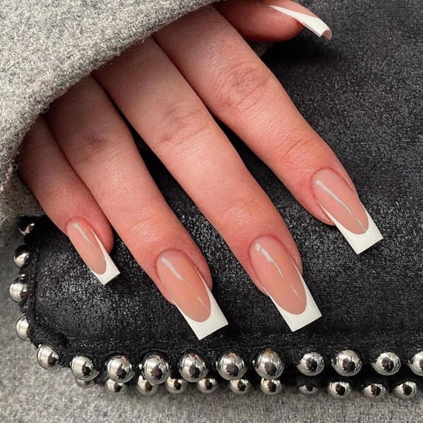 Uñas Postizas SAVILAND con Punta Francesa Cuadrada Larga Nude - 160 Piezas