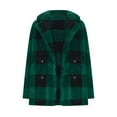 thumbnail image 6 of Wang6 Plus Size Button Cardigan for Women Black Open Front Long Sleeve Jackets Trendy Fall Plaid Printed Trim Tops Outerwear with Pockets Dark Green XL, 6 of 7