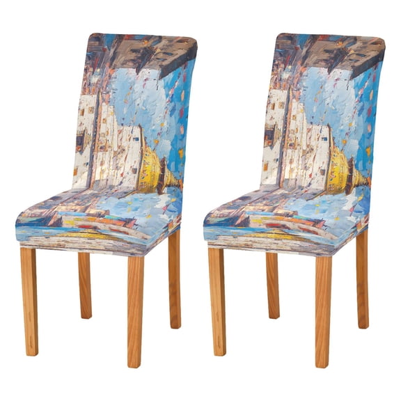 BZSMCE Chairs Slipcovers Dining Chair Covers Swayambhunath Tower Painting Creative Pattern