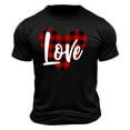 thumbnail image 5 of UVEASISHA Mens Valentine's Day Shirt Plaid Love Heart Print T-Shirts Summer Short Sleeve Crewneck Graphic Tees Regular Fit Fashion Vacation Tshirt Black M, 5 of 5