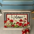 thumbnail image 2 of Spring Summer Door Mat,Geranium Bee Red Floral Buffalo Plaid Indoor Outdoor Non-Slip Doormat,Entryway Front Porch Farmhouse Spring Welcome Door Mat for Entrance Decor,30" x 17", 2 of 6