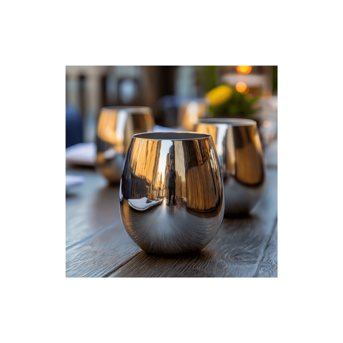 K&K Home Silver Stainless Steel Unbreakable Silver Stemless Wine Glasses - 15 oz - Set of 4 Colored, Stemless Metal Wine Glasses Perfect for Outdoors, Weddings, and Parties