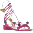 thumbnail image 1 of Womens Nine West Rizzah Lace Up Puff Ball Embellished Sandals - Pink, 1 of 6
