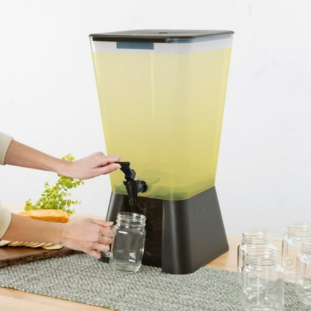 5 Gallon Capacity Black Beverage Juice Dispenser With Tight Fitting Lid