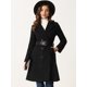thumbnail image 2 of Abrigo largo con doble botonadura y cinturón de invierno con cuello de solapa para mujer Negro S, 2 of 5