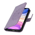 thumbnail image 6 of Dteck Wallet Case for iPhone 11 6.1", Shockproof Magnetic Flip Kickstand Embossed Pattern PU Leather Card Slots Protective Cover with Hand Strap For iPhone 11,Purple, 6 of 11