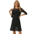thumbnail image 1 of Vestido Elegante Allegra K de Encaje para Mujer Mangas 3/4 Negro XL, 1 of 6