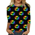 thumbnail image 1 of PMUYBHF T-Shirt Imprimé Joyeuses Fêtes Manches 3/4 Col Rond Blouse 883 TG, 1 of 5