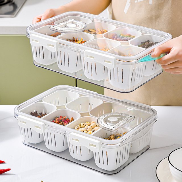 Recipientes para condimentos, tarros, útil caja de drenaje para mantenimiento fresco, para jengibre, ajo y cebolla Likrtyny Para estrenar