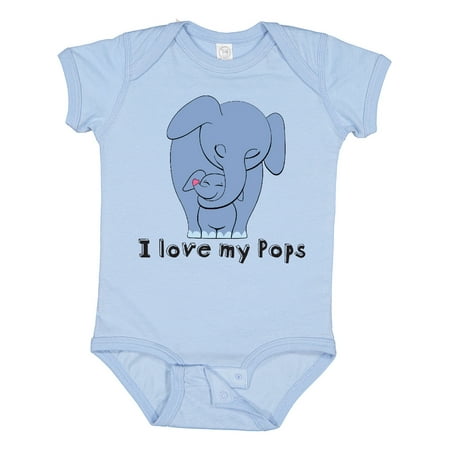 

Inktastic I Love My Pops Elephant Blue Gift Baby Boy Bodysuit