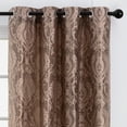thumbnail image 4 of Chanasya Damask Pattern Luxury Brown Curtains - 63 Inch Panels with Grommets - for Living Room Windows Bedroom Kitchen Dining - Elegant Jacquard Vintage Classy Design - Room Darkening 2 Panel Set, 4 of 6
