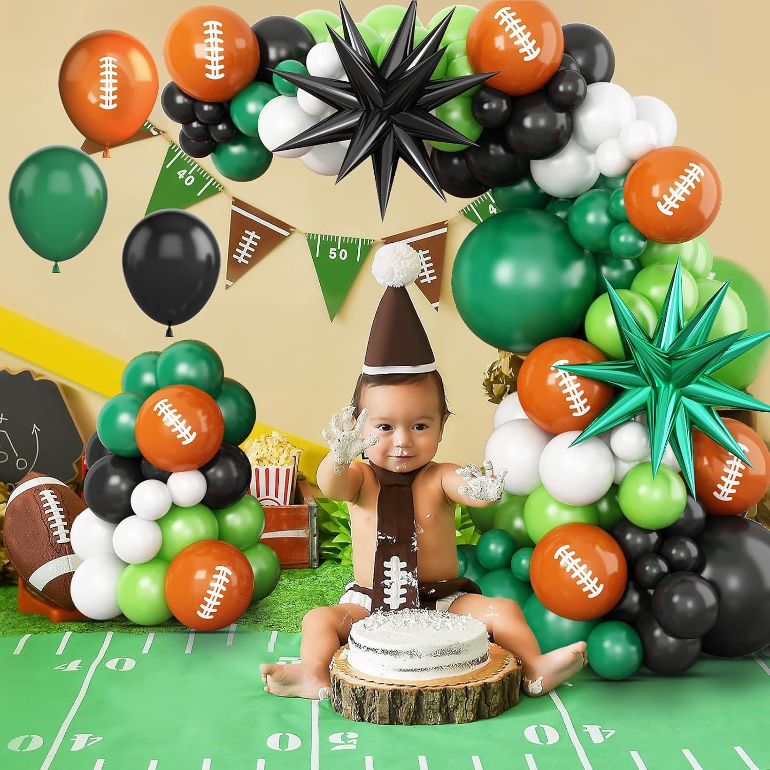 Football Balloon Arch Kit, Soccer Foil Party Balloons, Sports Birthday Party Decorations for Boys & Men, Ideal for Rugby Touchdown, Game Day, Sports Theme Party Supplies