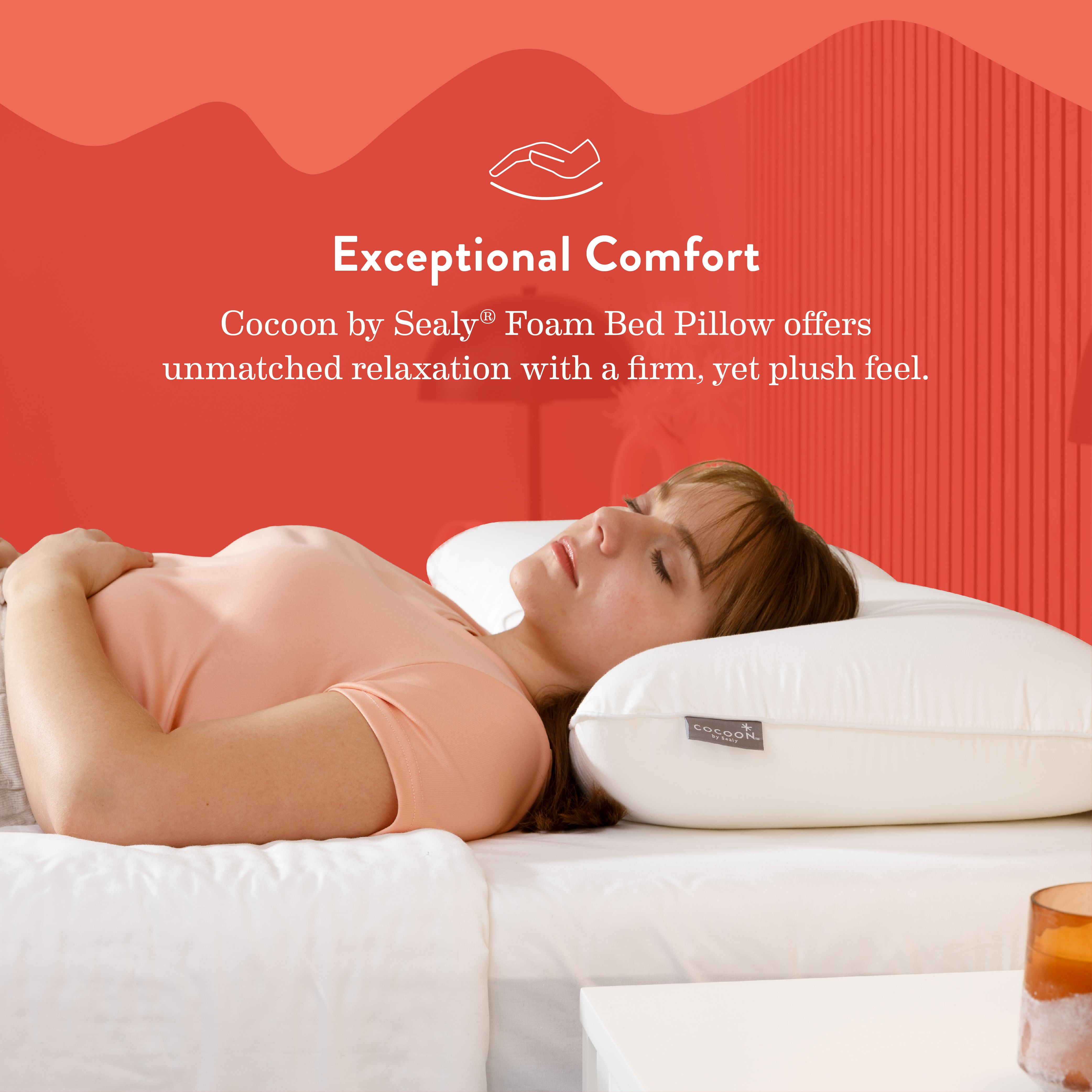 Sealy Cocoon Molded Medium Standard Bed Pillow - Hypoallergenic Cover
