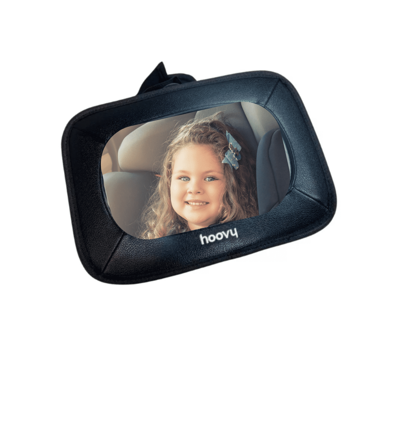Hoovy Rear Facing Car Mirror Cloth, Faux Leather, Black, Universal, Car Accessory