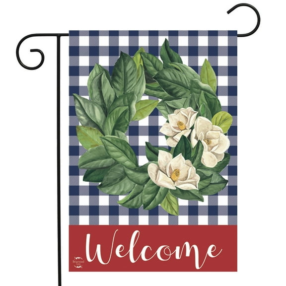 Briarwood Lane American Magnolia Wreath Patriotic Burlap Garden Flag