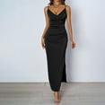 thumbnail image 2 of RYDCOT Cocktail Dresses for Women Wedding Guest Sleeveless Satin Spaghetti Strap V Neck Split Long Dress Elegant Dresses for Women Evening Party Flash&nbsp;Deals Black, 2 of 6