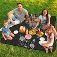 thumbnail image 7 of Black And White Ink Flower Picnic Blanket Waterproof Outdoor Beach Blanket Hand-held Pad Suitable for Travel, Camping, Beach, Family Gatherings, 7 of 7