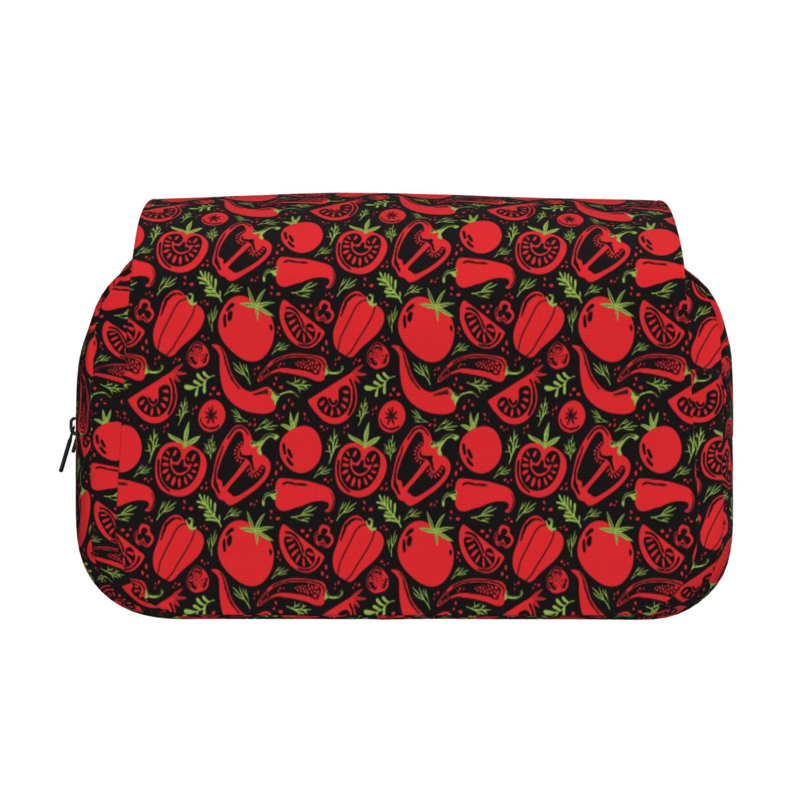 Rateoe Tomatoes And Chili Pattern Double Clamshell Pen Case, Storage Organizer with Two Zipper Compartments– Holds Up to 50 Pencils & Pens