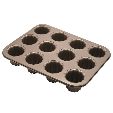 

Canele Mold Cake Pan 12-Cavity Non-Stick Cannele Muffin Bakeware Cupcake Pan for Oven Baking(Champagne Gold)