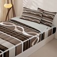thumbnail image 3 of jejeloiu Earthy Striped Zipper Full Size Comforter Sets with Fitted Sheet and 2 Pillowcases,Neutral Print Zipper Bedding Set For Boys,Brown Beige,Light Gray Reversible,4 Pieces, 3 of 7