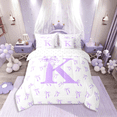 thumbnail image 3 of Castle Fairy Girls Monogrammed Letter 7-Piece Twin Bedding Sets,Purple Bow Bedding Comforter Set,Dreamy Princess Breathable Sheet Sets,Super Cozy Room Decor, 3 of 9