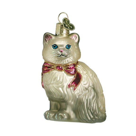 Old World Christmas Ornaments Grey Himalayan Kitty Glass Blown Ornaments for Christmas Tree