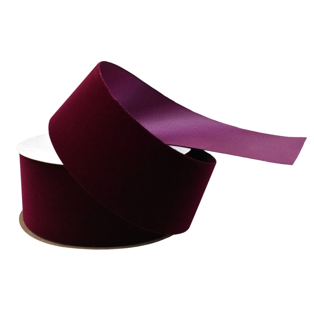 Wired Indoor Outdoor Burgundy Velvet Bow (2.5