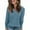 Blue, variant on Sakmal Sweaters Women Cozy Blue Ribbed Pullover Tops Long Sleeve Solid V Neck Casual Sweaters for Women